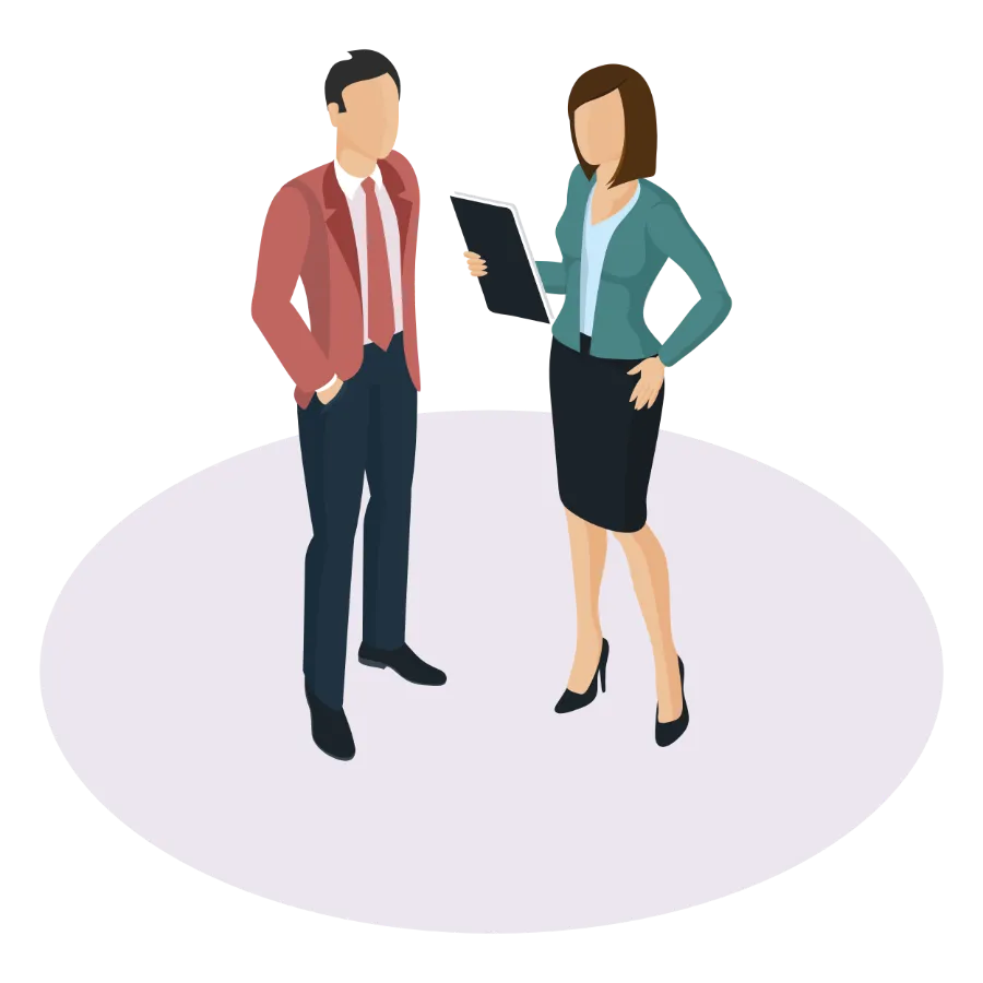 Isometrische Vektorillustration Beratungspartner von FiANTEC