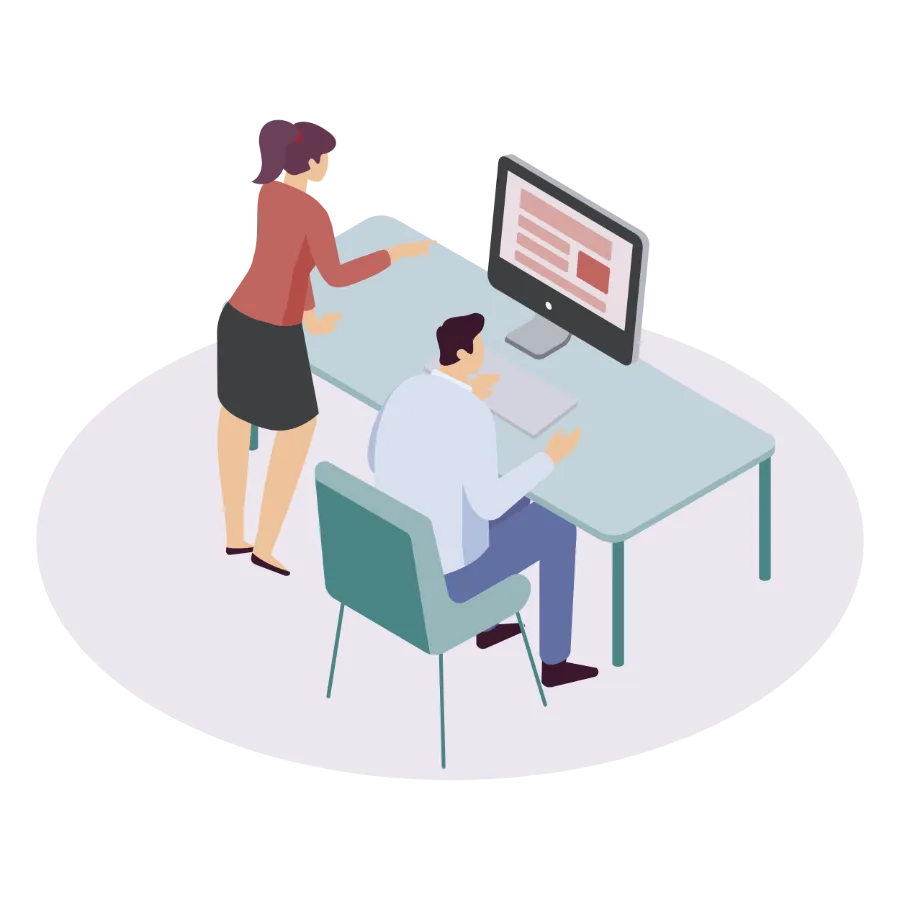 Isometrische Vektorillustration Entwicklungspartner von FiANTEC