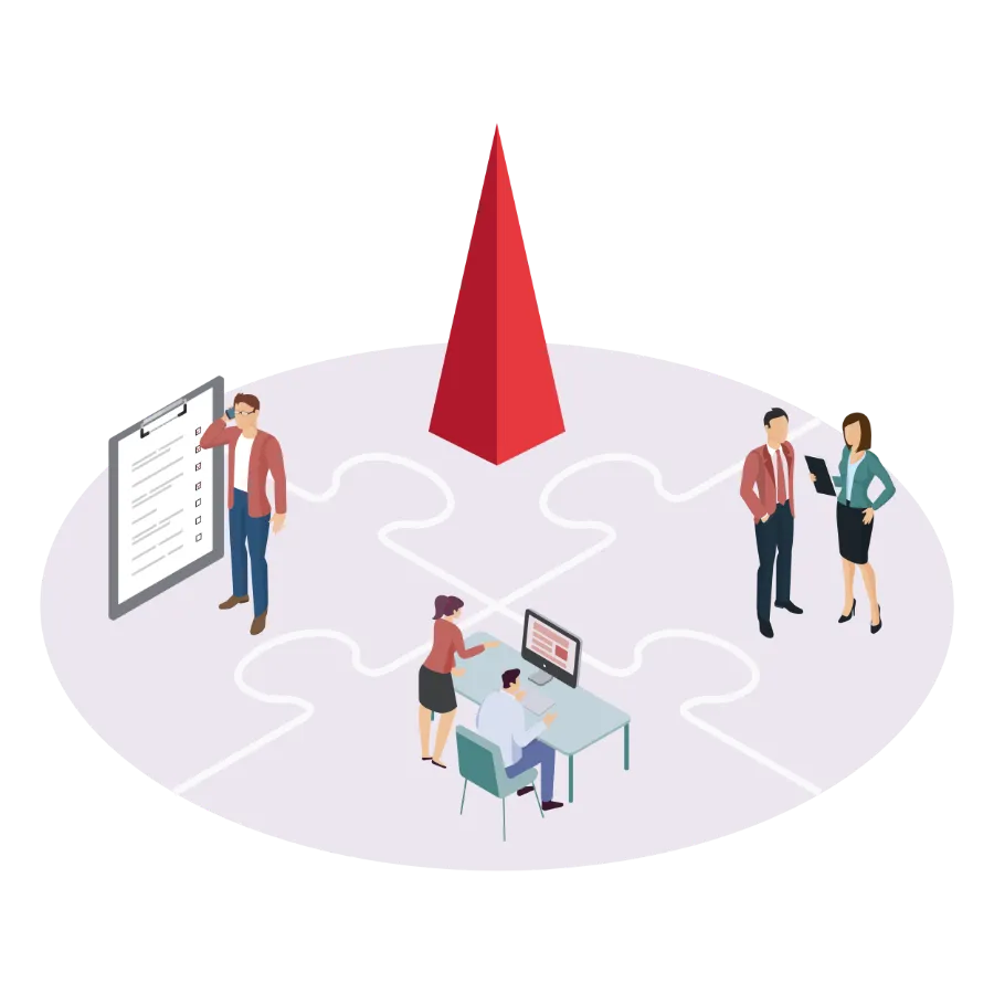 Isometrische Vektorillustration Fullstackpartner von FiANTEC